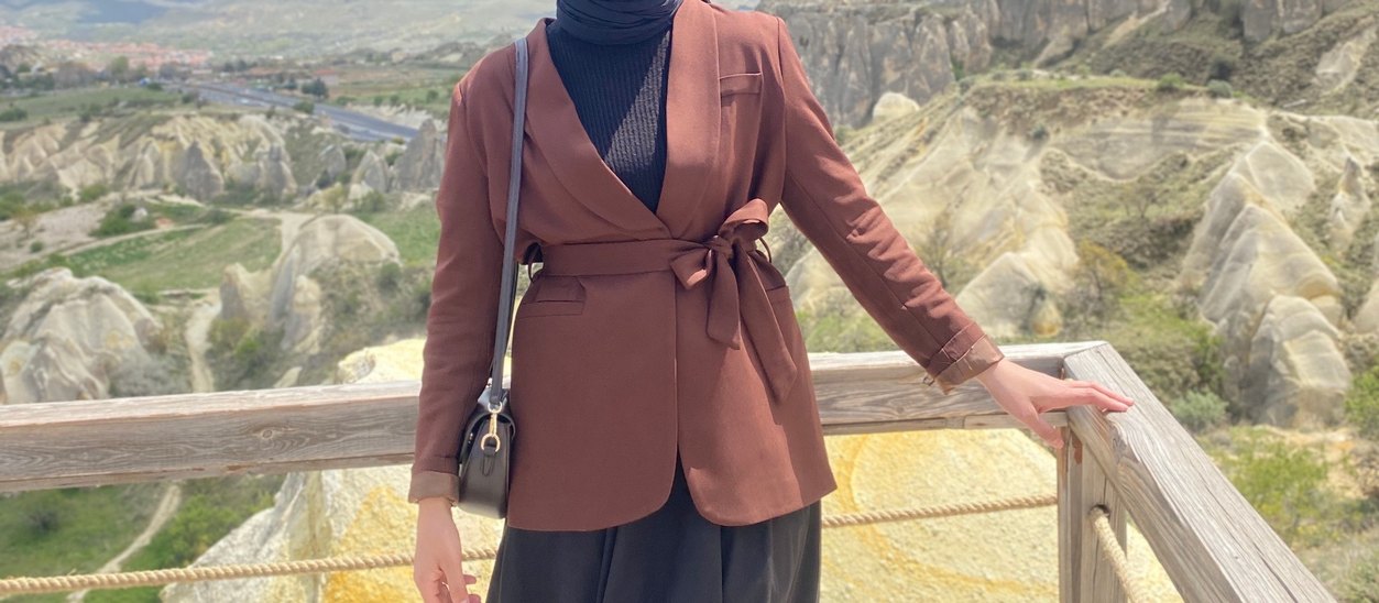 Kahverengi  Kuşaklı Kadın Blazer Ceket - Görsel 5