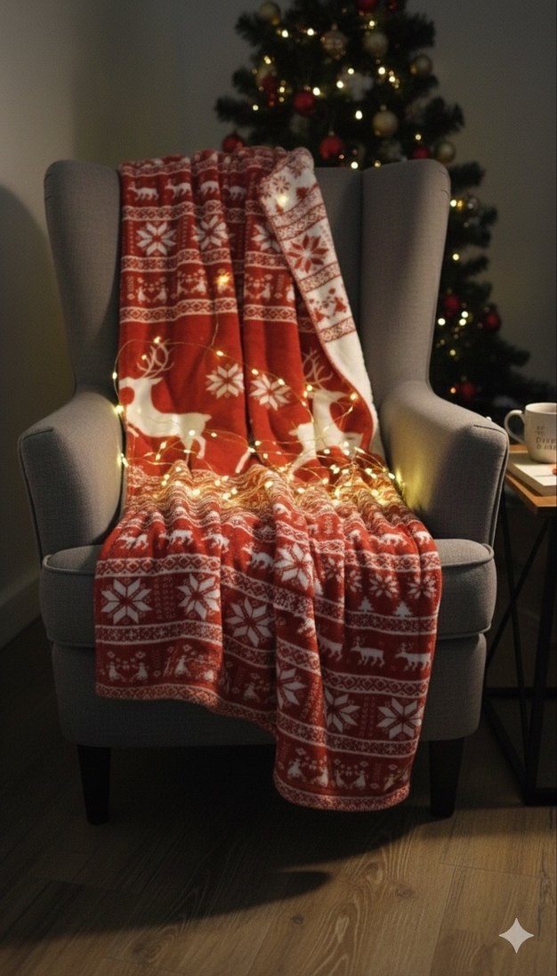 Kırmızı Nakışlı Battaniye - Görsel 2