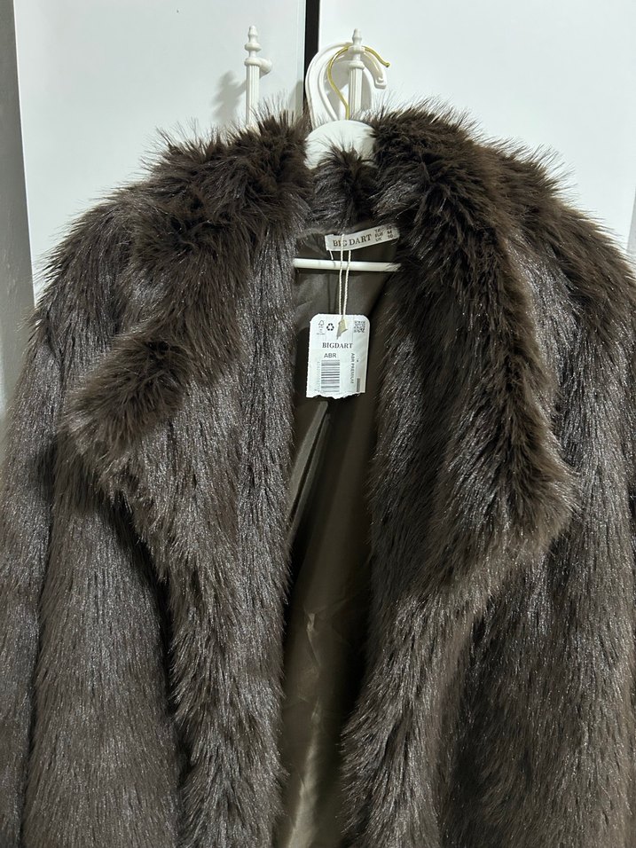 Kahverengi Leopar Desenli Kadın Suni Kürk - Görsel 2