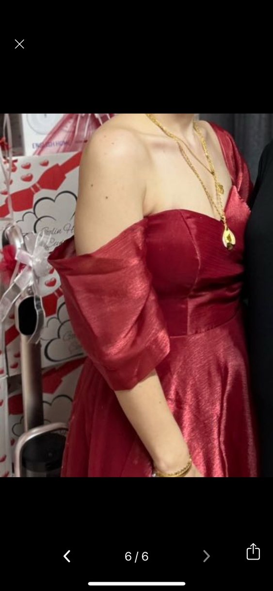 Klasik Elegan Kırmızı Midi Elbise - Görsel 4