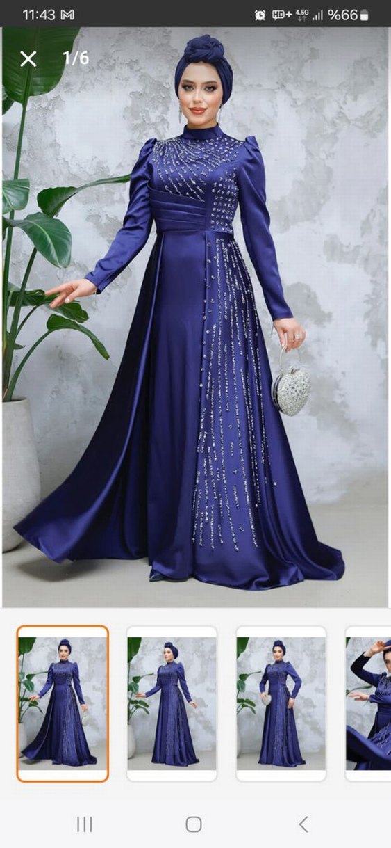 tesettür lacivert saten
 abiye - Görsel 3