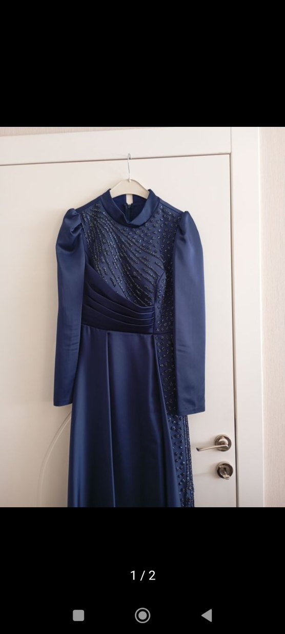 tesettür lacivert saten
 abiye - Görsel 2