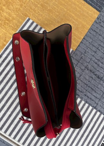 DeriMod Kırmızı Deri Püsküllü Kadın Çanta - Görsel 2