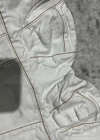 Beyaz, Dikiş Detaylı Crop Korse - Görsel 2