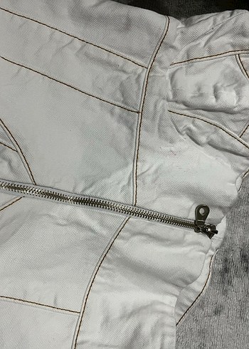 Beyaz, Dikiş Detaylı Crop Korse - Görsel 4