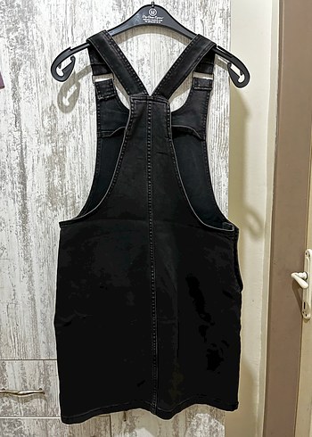 Siyah Bağlamalı Denim Midi Tulum - Görsel 2