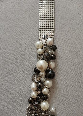 Gri Boncuklu Uzun Kadın Kolye - Görsel 2