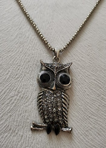Gri Zincirli Baykuş Kolye - Görsel 2