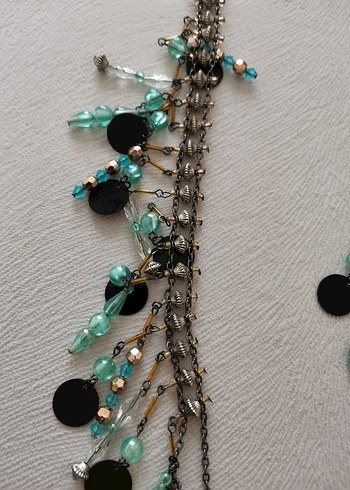 Uzun Turkuaz Boncuklu Kolye - Görsel 2