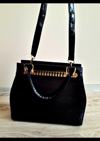 Klasik Siyah rugan Kadın Çanta - Görsel 3
