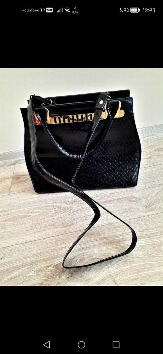 Klasik Siyah rugan Kadın Çanta - Görsel 4