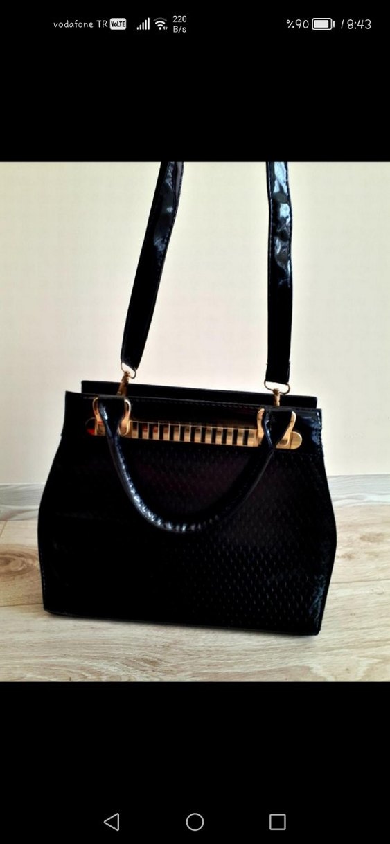 Klasik Siyah rugan Kadın Çanta - Görsel 3