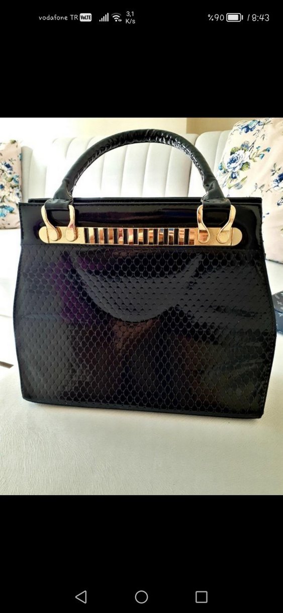 Klasik Siyah rugan Kadın Çanta - Görsel 2