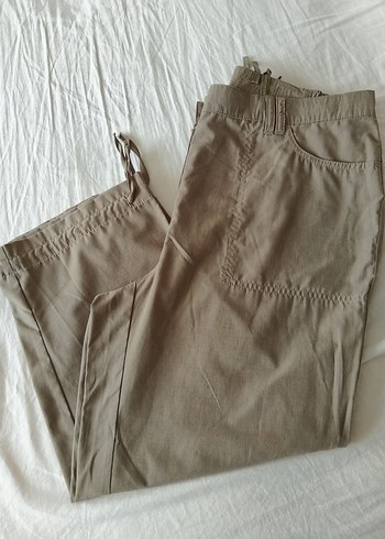 Bej Rahat Kesim Midi Kadın  Pantolon - Görsel 2