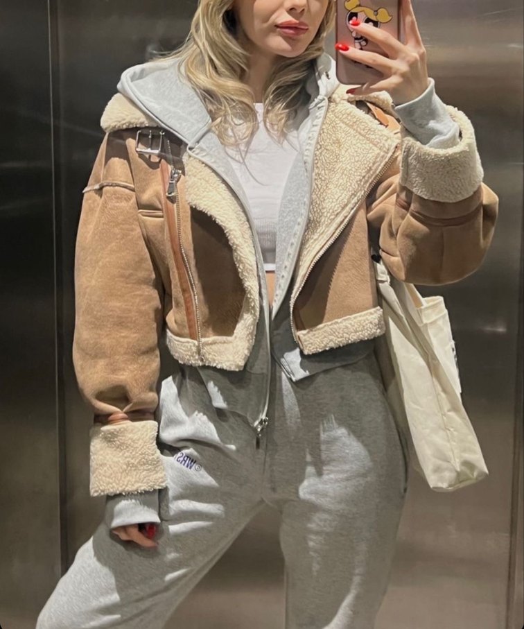 Bej yünlü Kısa Kadın STRADIVARIUS MONT - Görsel 2