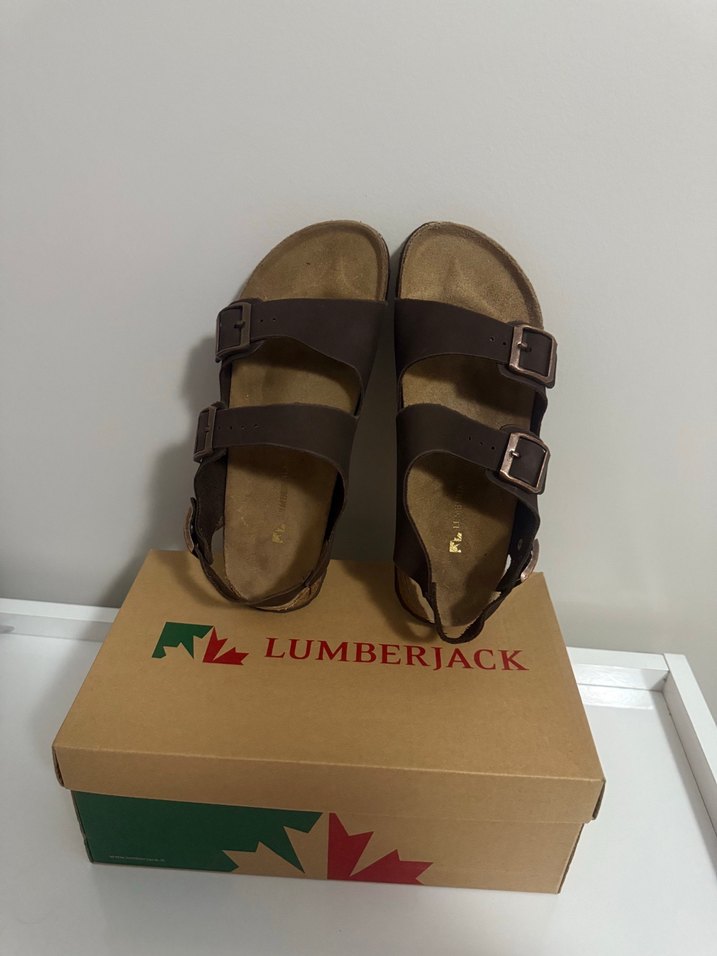 Erkek Kahverengi Süet Tokalı Sandalet - Görsel 3