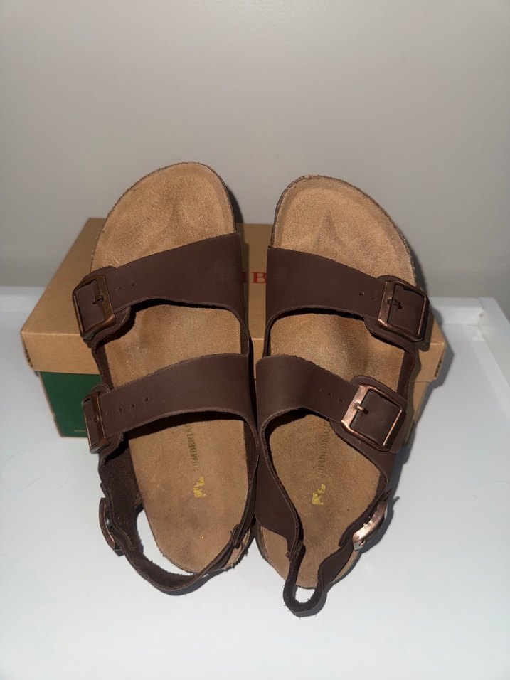 Erkek Kahverengi Süet Tokalı Sandalet - Görsel 2