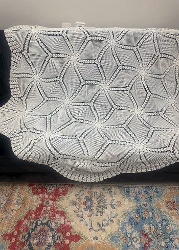 El İşi Beyaz Örgü Dantel Örtü - Görsel 3
