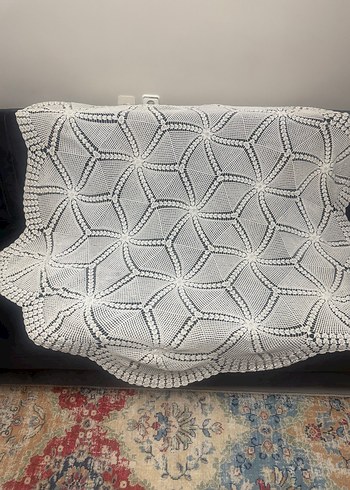 El İşi Beyaz Örgü Dantel Örtü - Görsel 4