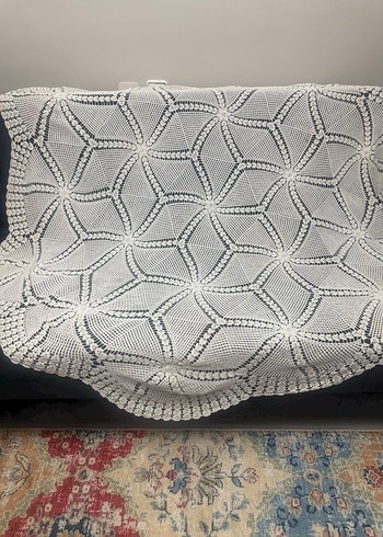 El İşi Beyaz Örgü Dantel Örtü - Görsel 2
