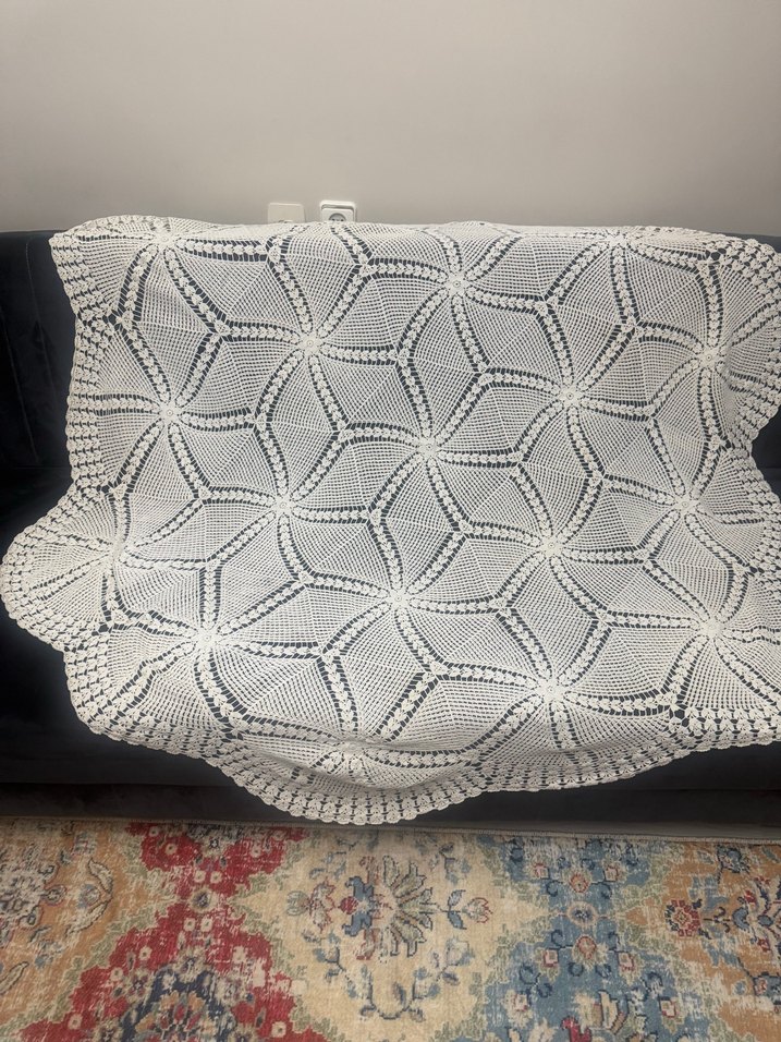 El İşi Beyaz Örgü Dantel Örtü - Görsel 4
