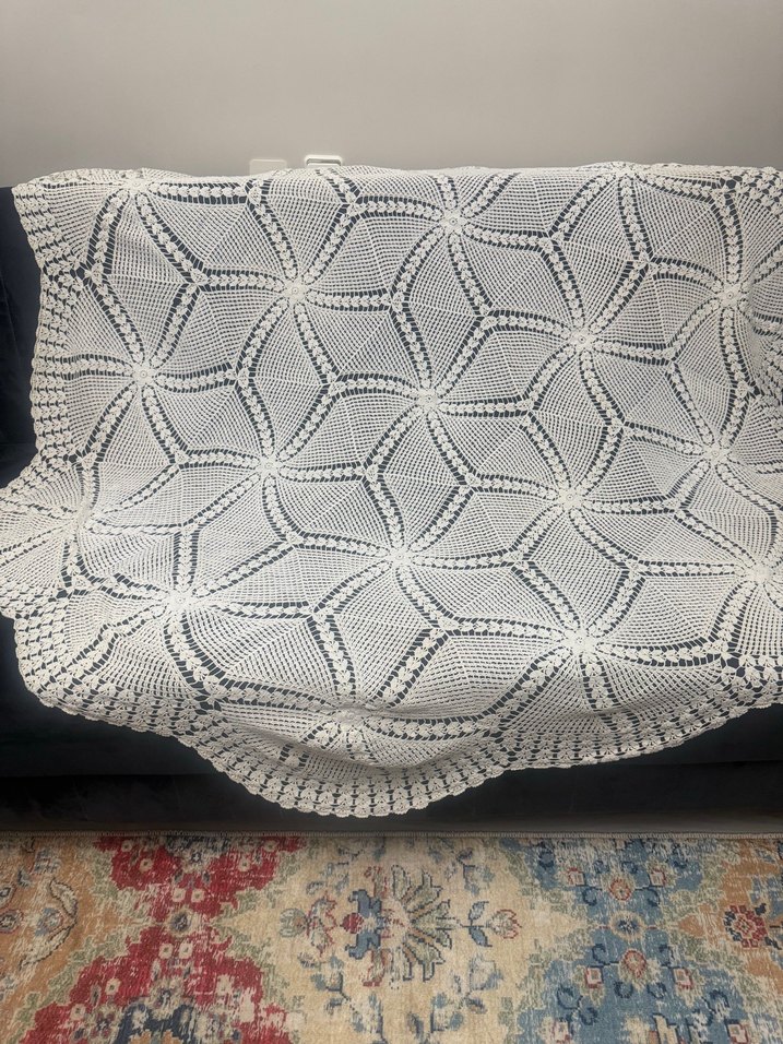 El İşi Beyaz Örgü Dantel Örtü - Görsel 2
