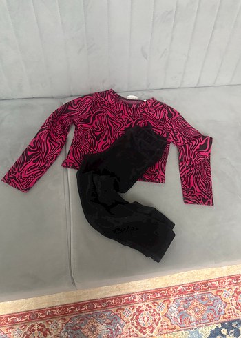 Kız Çocuk Pembe Desenli Kısa Kollu Tişört - Görsel 6