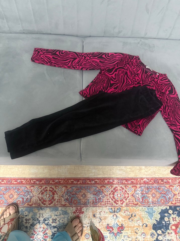 Kız Çocuk Pembe Desenli Kısa Kollu Tişört - Görsel 4