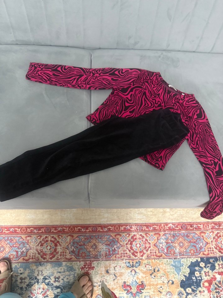 Kız Çocuk Pembe Desenli Kısa Kollu Tişört - Görsel 3