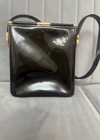 Parlak Siyah Deri Kadın Çanta - Görsel 2