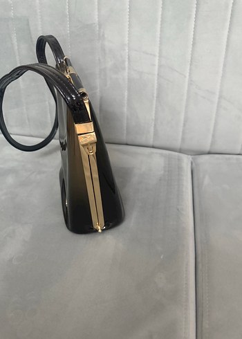 Parlak Siyah Deri Kadın Çanta - Görsel 5