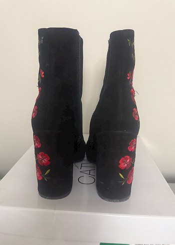 Bordo Nakışlı Süet Bohem Kadın Bot - Görsel 3