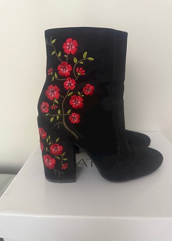 Bordo Nakışlı Süet Bohem Kadın Bot - Görsel 2