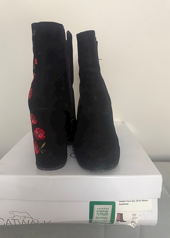 Bordo Nakışlı Süet Bohem Kadın Bot - Görsel 4