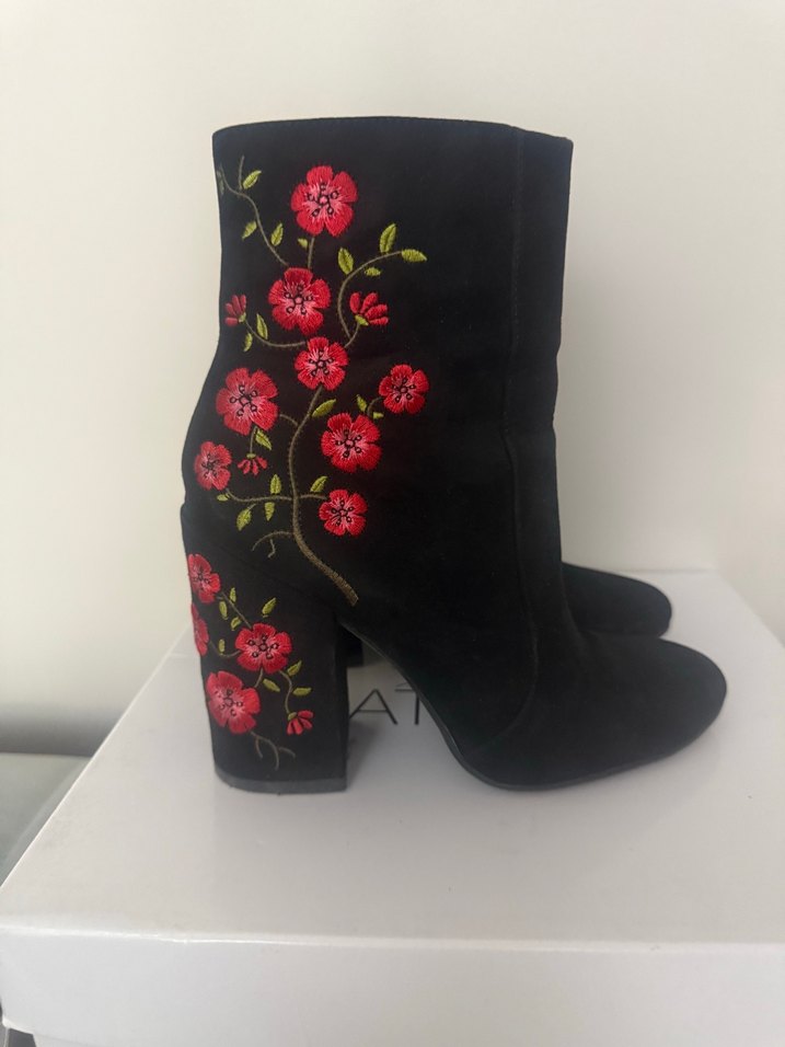 Bordo Nakışlı Süet Bohem Kadın Bot - Görsel 2