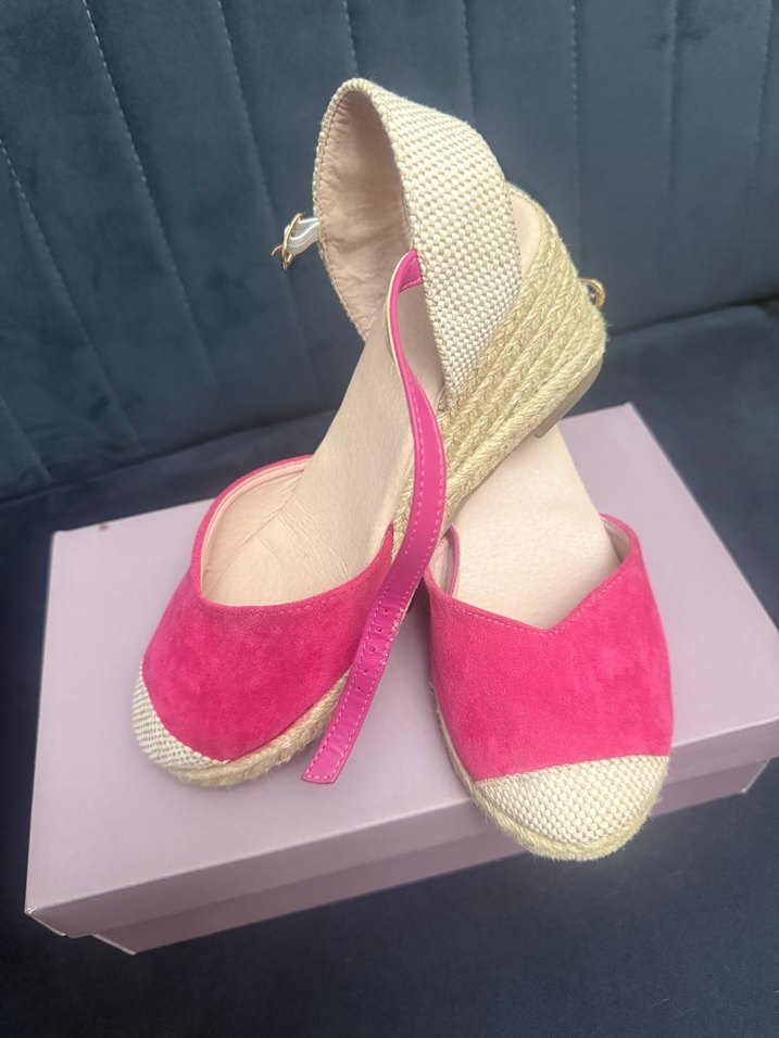 Pembe Süet Dolgu Topuklu Sandalet - Görsel 2