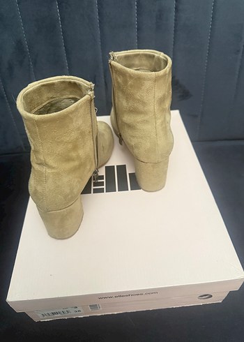 Bej Süet Topuklu Kadın Bot - Görsel 7