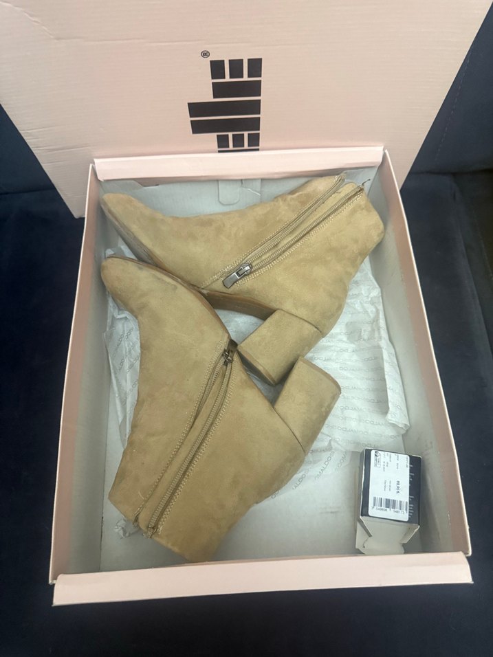 Bej Süet Topuklu Kadın Bot - Görsel 5