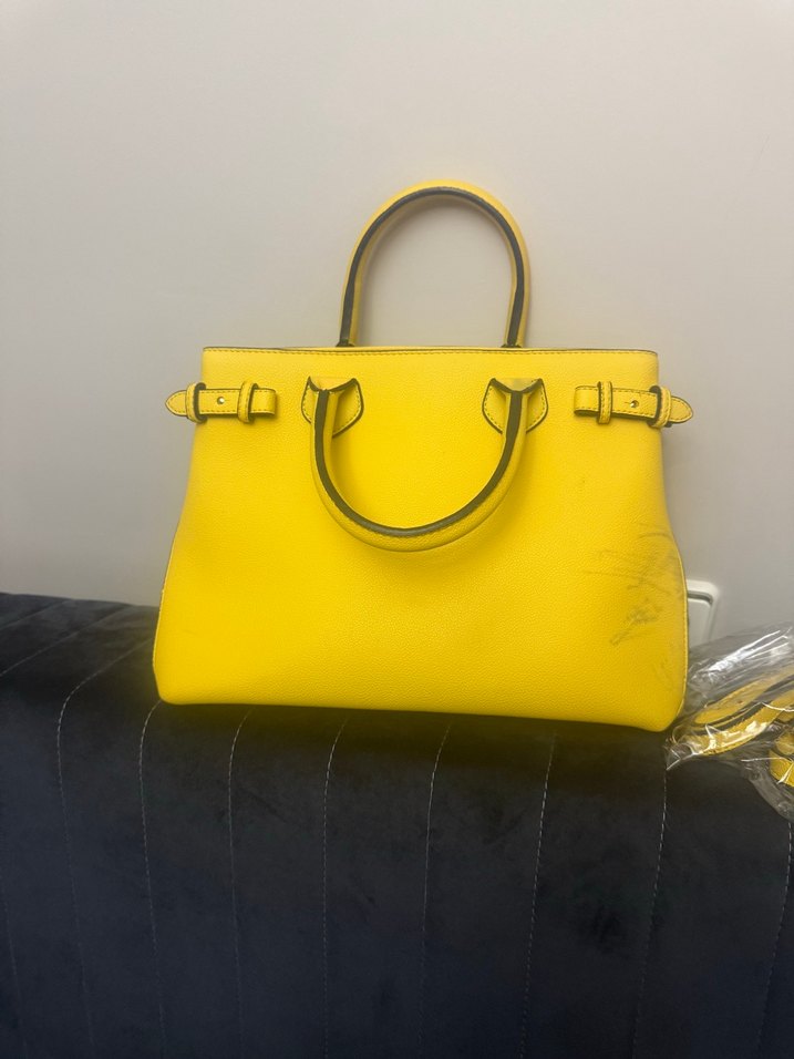 Sarı Deri Kadın El Çantası - Burberry - Görsel 4