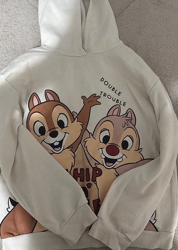 Beyaz Kız Sweatshirt Çip ve Dale Baskılı - Görsel 2