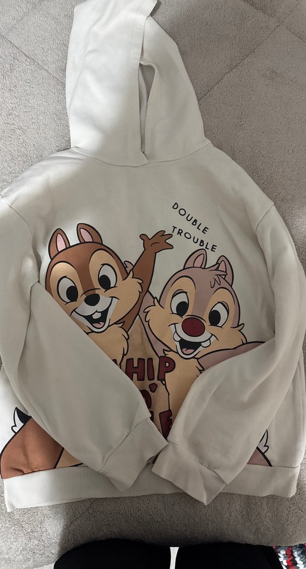 Beyaz Kız Sweatshirt Çip ve Dale Baskılı - Görsel 2