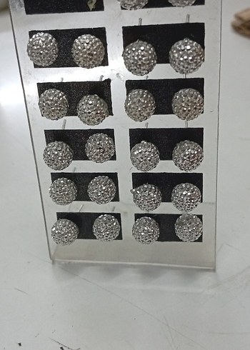 Gri Mini Pul Payetli Küpe Seti - Görsel 2