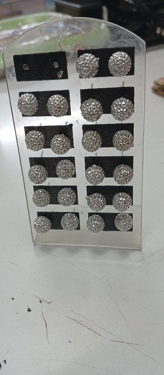 Gri Mini Pul Payetli Küpe Seti - Görsel 2