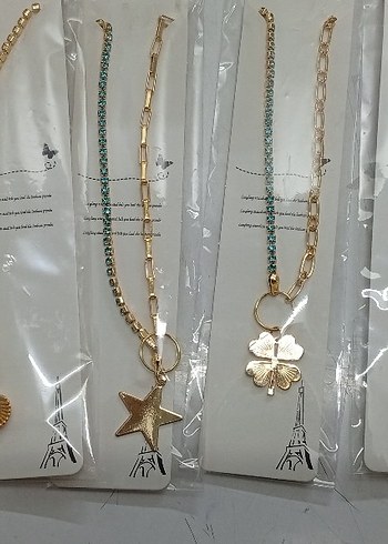 Turkuaz Zincir Detaylı Uzun Bohem Kolye - Görsel 2