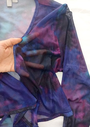Asos Galaksi görünümlü bolero / Mor belden bağlamalı uzun kollu bluz
