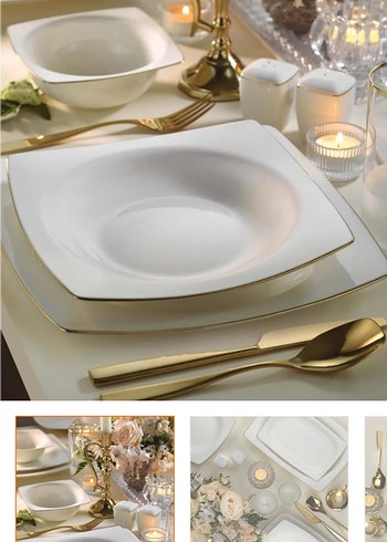 Altın Renkli Modern Yemek Takımı