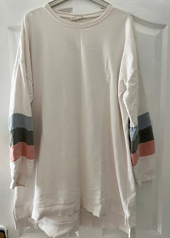 Kadın Beyaz Uzun Kollu Pamuk Sweatshirt