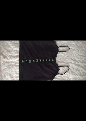 s Beden Düğmeli Siyah Gotik crop