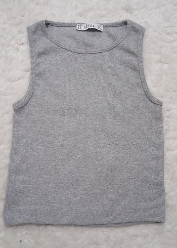Gri ve siyah Baskılı Pamuklu crop