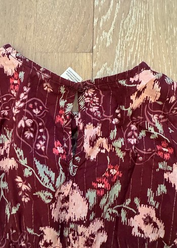 2 Yaş Bordo Çiçekli Elbise - Görsel 2